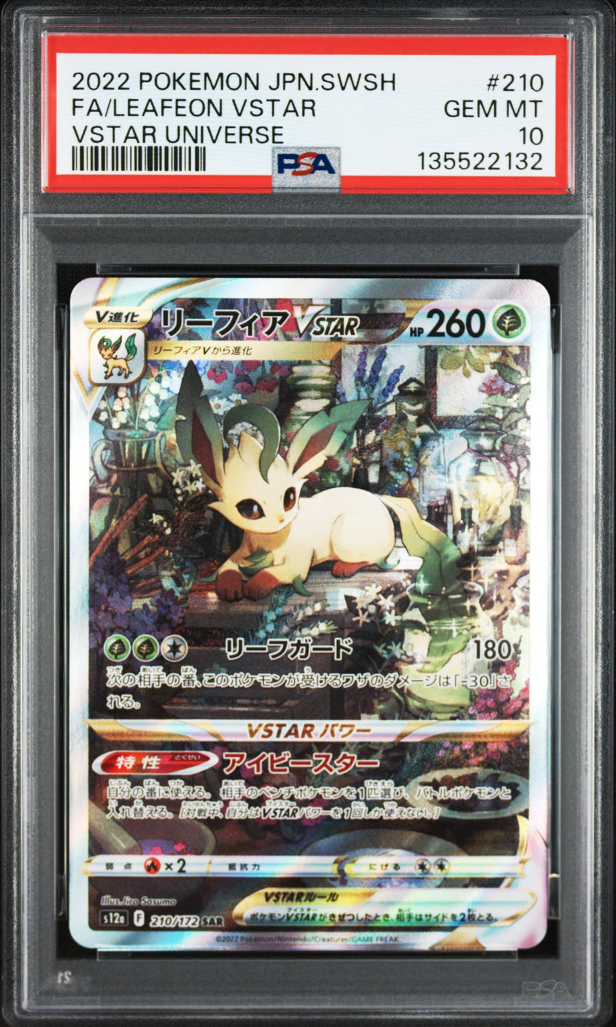 PSA 10 Leafeon VSTAR 210/172 Japanese Pokémon Card